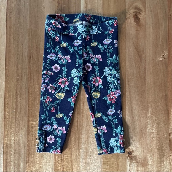 Janie and Jack Blue and Pink Floral Leggings - Picture 1 of 4